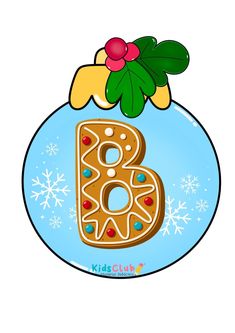 a christmas ornament with the letter b on it