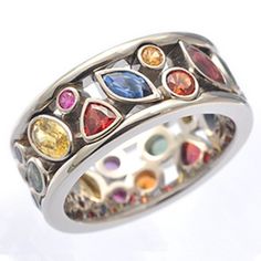 Colorful Stones And Zircon Charming Eternity Ring For Women, Pd373 Stone: Cubic Zircon Material: Silver Plated Bras Attractive Packaging Buy Any 2 Items For $25 (Make Bundle) 100% Brand New Thank You! Attractive Packaging, Geometric Stone, Colorful Stones, Stil Boho, Stone Jewellery, Rainbow Jewelry, White Diamond Ring, Stylish Rings, Detailed Ring