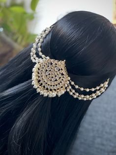 Kundan Hair Pin / Juda Pin / Veni Pin / Juda Pin / Classical Dance Jewelry / Indian Hair Clip / Bridal Hair clip Indian Hair Pin, Kundan Hair Accessories, Fancy Hair Clips, Indian Hair Accessories, Beautiful Dpz, Hair Bun Pin, Black Dessert, Long Hair Highlights, Elegant Fashion Outfits