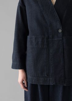 Indigo Denim Wrap Jacket | Indigo | TOAST Indigo Denim Jacket, Fall 24, Wrap Jacket, Indigo Denim, Short Shirts, Women's Coats & Jackets, Breathable Fabric, Dress Shop, Work Wear