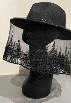 Welcome to Witchwood's brand new hat line! These wide brim hats are made of sturdy vegan felt and are all hand printed.   Vegan Felt Size: 22.5" (Regular wide brim) or 23" (XL brim) (but size is adjustable and can be sized down, inside the hat) Brim - 2.5" wide (regular wide brim) or 3.75" (XL Brim) Hat Color - Black Diy Brim Hat, Hat Diy Sewing, Diy Wide Brim Hat, Wide Brim Winter Hat For Church, Adjustable Flat Brim Top Hat For Church, Wide Brim Hats For Church In Winter, Adjustable Flat Brim Costume Hats For Church, Short Brim Hat For Church, One Size Fits Most, Brimmed Church Hats One Size Fits Most