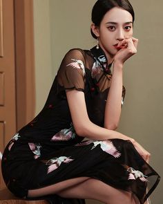 Shanghai Style Black Lace Cheongsam Slim Dress - Weqipao Evening Dresses Lace, Crane Pattern, Chinese Cheongsam Dress, Chinese Qipao, Chinese Cheongsam, Traditional Chinese Dress, Qipao Dress, Cheongsam Dress, Lace Evening Dresses