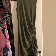 Army Green Bar Iii Scrunched Dress, Never Worn. I Ripped The Tags Off In Hopes Of Wearing The Dress. Scrunched Dress, Dresses Bar, Dress Bar, Green Bar, Army Green, Colorful Dresses, The Dress, Mini Dress, Womens Dresses