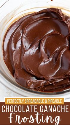 chocolate ganache frosting in a glass bowl