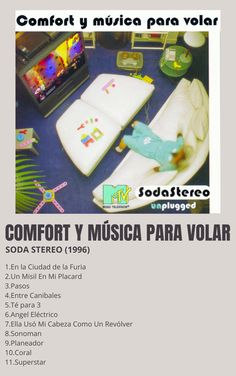 an advertisement for the comfort y musica para volar program, which is being displayed in spanish