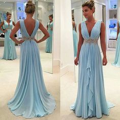 Blue Prom Gown, Beaded Party Dress, V Neck Prom Dresses, 파티 드레스, Long Prom Gowns, Evening Party Gowns