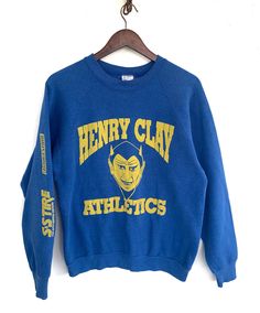 "Vintage Henry Clay Athletics  Stain ( Refer pictures ) Sw110 Measurements: Width (armpit to armpit): 21\" Length (shoulder to end of garment):  25.5\" All measurements are taken with the garment flat on the ground. Refer picture carefully  Condition: Stain THANK YOU" Sukajan Jacket, Reebok Sweatshirt, Snoopy Shirt, Puma Sweatshirt, School Sweatshirts, Vintage Reebok, Print Jacket, Vintage Sweatshirt, Used Clothing