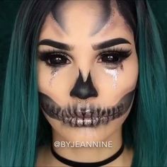 Makijaż Sugar Skull, Makeup Zombie, Skull Face Paint, Holloween Makeup, Halloween Makeup Pretty