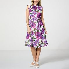 Nina Leonard Printed Smock Neck Midi Dress   Get the perfect figure-flattering shape every time when wearing this cute and classy smocked-neck midi dress from Nina Leonard. Spring A-line Midi Dress With Smocked Bodice, Workwear Midi Dress With Smocked Bodice, Elegant Knee-length Midi Dress With Smocked Bodice, Elegant Midi Dress With Smocked Bodice, Elegant Spring Midi Dress With Smocked Bodice, Chic Midi Dress With Pleated Waist For Garden Party, Casual Midi Dress With Gathered Neckline, Midi Dresses With Smocked Bodice For Work, Knee-length Midi Dress With Smocked Back For Day Out