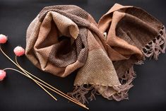 Long hand-woven scarf with gradually changing chocolate colors from dark to light brown. Thin, decorative and minimalist scarf suits well as an accessory for autumn and spring outfit. Scarf is soft to the touch, not itchy. Fibres of this item are very delicate, so please protect it from sharp objects or jewellery that may catch or snag. Please keep in mind that colors on your screen may be different slightly from the original scarf. Long Scarf Outfit, Cozy Clothing, Woven Scarf, Handwoven Scarf, Scarf Outfit, Woven Scarves, Women Scarf, Idea Gift, Sharp Objects