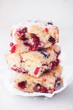 three cranberry shortbreads stacked on top of each other