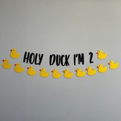 "Prepare to be delighted, this custom duck Banner is the perfect addition to your party decor!  --- OPTIONS --- See photos for options. --- DETAILS --- > Each letter measures 5.75\" tall and most are approximately 2.5\" wide. > All banners are pre-strung on a thin cotton string. > The letters are not attached to the string so they can slide to adjust the size/look of the banner. > Looking for more animal themed decorations? Click here: https://www.etsy.com/shop/foreverohsocraftyco/?etsrc=sdt&sec Rubber Ducky 2nd Birthday Party, Duck Bday Theme, 2nd Birthday Duck Theme, Duck Second Birthday Party, Duck Theme Wedding, Duck Duck Goose Party, Holy Duck Im Two, Duck Duck Two Birthday, Duck Second Birthday