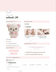 Pink Academia Notion, Pink Study Inspiration, Aesthetic Notion Template School, Carrd Inspo Template Pink, Notion Academic Ideas, Coquette Class Schedule, Notion Template Ideas Aesthetic Pink, Notion Wonyoungism, Pink Carrd Ideas