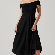 ASTR Off-the-shoulder silhouette, small cutout at bodice Ruched detailing on bodice Fully lined Emi Jay, Montce Swim, Spring Capsule, Only Hearts, Stacked Necklaces, Moon River, Dress Hairstyles, Astr The Label, Italian Summer