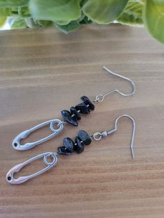 These cute safety pin pendant earrings are perfectly paired with sparkly Blue Goldstone chip beads! Perfect for a crafter or sewing lover! Teacher Earrings, Safety Pin Jewelry, Bead Dangle Earrings, Pin Earrings, Safety Pin Earrings, Blue Goldstone, Pin Pendant, Chip Beads, Earrings Unique