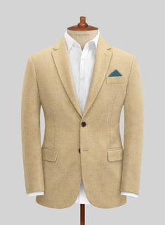 Set new fashion trends when you step out in our Naples Sandcastle Tweed Jacket, designed to be your casual everyday companion. Meticulously crafted from pure wool, this jacket features a solid beige hue that looks incredible, adding to its sophisticated charm. Wear it to formal events and impress your peers and mates with impeccable style.  Look Includes    Naples Sandcastle Tweed  Fabric  Two Button Jacket Style  Notch Lapel   Horn Brown  Buttons  Single Vent  Three Cuff Buttons   
 You can cha Red Tuxedo, Herringbone Tweed Jacket, Herringbone Suit, Tweed Pants, Tweed Suit, Solid Beige, Black Herringbone, Linen Suits, Herringbone Tweed