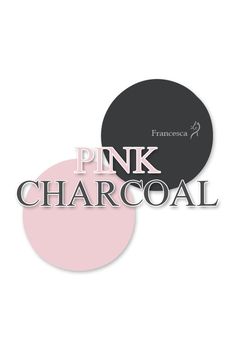 the pink charcoal logo is shown in black and white, with two circles above it