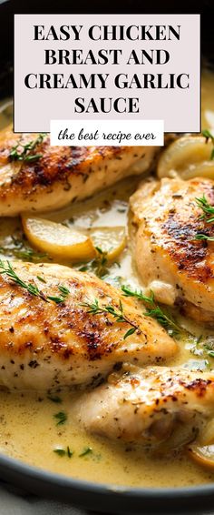 Image for Easy Chicken Breast and Creamy Garlic Sauce Chicken Simmer Sauce, Garlic Gravy Chicken, White Wine Cream Sauce Chicken, Chicken In Garlic Cream Sauce, Chicken Recipe With Heavy Cream, Sauce For Roasted Chicken, Sauce To Put On Chicken, Chicken Sauces Ideas, Sautéed Chicken Breast