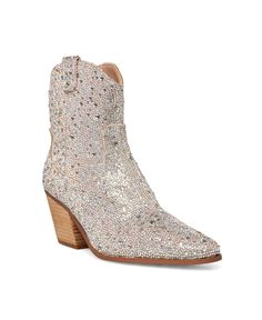 in stock Best Cowboy Boots, Sparkly Boots, Rhinestone Fabric, Dress Booties, Betsey Johnson Shoes, Western Booties, Cowboy Boots Women, Pointed Toe Shoes, Shoes Booties