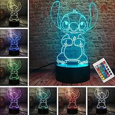 cartoon character night light with remote control and color changing lights on the side, various images