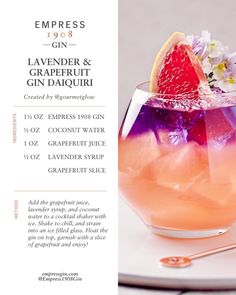 an advertisement for a gin and grapefruit cocktail