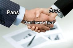 two people shaking hands over a piece of paper with the words pans and aros