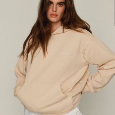 Perfect Basic Neutral Addition To Your Wardrobe. Cozy Beige Hoodie With Double-lined Hood, Beige Hoodie For Streetwear Athleisure, Beige Hoodie For Streetwear In Athleisure Style, Beige Athleisure Hoodie For Streetwear, Spring Hoodie With Kangaroo Pocket For Everyday, Everyday Winter Sweater With Drawstring Hood, Everyday Cozy Fit Long Sleeve Hoodie, Comfortable Long Sleeve Hoodie For Everyday, Beige Relaxed Fit Hoodie With Kangaroo Pocket