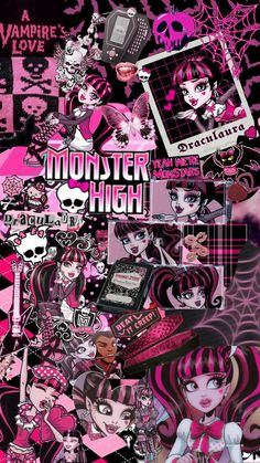 an image of monster high with pink and black colors