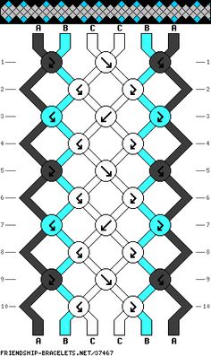 the pattern is shown in red and white, with numbers on each side of it