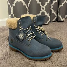 Brand New Without Box. Authentic Item. Blue Timberland Leather Boots, Blue Leather Timberland Boots, Blue Boots For Winter Streetwear, Blue Timberland Boots With Round Toe, Casual Blue Boots With Reinforced Toe, Casual Blue Waterproof Boots With Round Toe, Timberland 6, Timberlands Shoes, Timberland Shoes