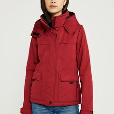 Nwt Abercrombie & Fitch Red Midweight Technical Jacket In Size Extra Large. Warm And Perfect For Rainy And Winter Weather. - Water And Wind Resistant - Faux Fur Collar Trim - 1 Interior Pocket, 4 Outer Pockets (2 Zip Closure And 2 Velcro Closure) - Fleece Lined Throughout No Trades Offers Welcome :) Red Winter Windbreaker With Detachable Hood, Red Functional Hooded Jacket For Winter, Red Functional Hooded Winter Jacket, Red Functional Windbreaker For Winter, Red Functional Winter Outerwear, Sporty Red Outerwear With Detachable Hood, Red Weatherproof Long Sleeve Outerwear, Sporty Red Waterproof Outerwear, Red Hooded Functional Outerwear