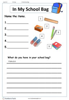 the back to school bag worksheet is shown with pencils and books on it