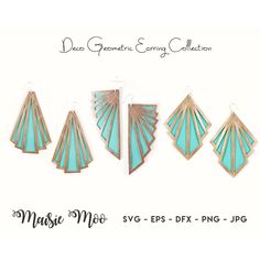 Geometric Deco Earring Collection - Maisie Moo Earring Templates, Earring Template, Earring Svg, Silhouette Template, Faux Leather Earrings, Cricut Maker, Silhouette Cut, Geometric Earrings, Svg Cricut