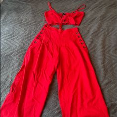 Aqua 2 Piece Red Flow Pants And Top. So Cute On! Never Worn! Size: Xs Aqua Pants, Pant Jumpsuit, Pants For Women, Pants, Red, Women Shopping, Color