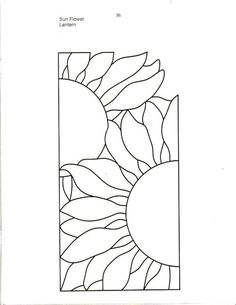 a stained glass window with sunflowers and leaves in the center, on white paper