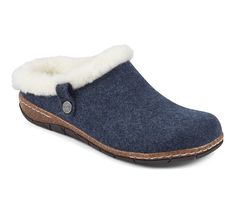 Offering supreme comfort with an easy-going vibe, these slip-on clogs combine a cozy faux fur lining with a laid-back cork footbed to create a low-key look that you'll love to wear again and again. From Earth Brands Footwear. Casual Slippers With Faux Fur Lining, Comfortable Winter Clogs With Textured Footbed, Comfortable Clogs With Textured Footbed For Winter, Comfy Clogs With Cushioned Footbed, Casual Closed Toe Slippers With Faux Fur Lining, Casual Winter Clogs With Textured Footbed, Casual Winter Clogs With Removable Insole, Casual Clogs With Faux Fur Lining And Round Toe, Comfortable Winter Clogs With Faux Fur Lining