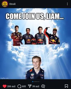 an ad for the red bull racing team, which is featured on its facebook page