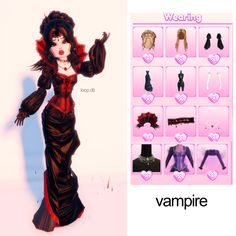 an image of a woman dressed up as a vampire for valentine's day with clothes and accessories