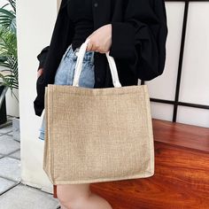 Vintage Women Shopping Bags Linen Tote Shopper Purses Large Summer Beach Handbags Portable Eco High Capacity Top Handle â™?Material: Cotton linen ♥ Size: Length:35cm/13.77in,Width:18cm/7.08in,Height:30cm/11.81in ♥ Color: As shown ♥ Usage: Shopping bag,Shoulder bag, Hand bag,Underarm bag ♥ Pattern: None ♥ Applicable: Women ♥ Occasions: Casual, Daily, Shopping, Travel â™? Package:One bag ♥ Note: 1. Due to the different monitor and light effect, the actual color of the item might be slightly differ Eco-friendly Double Handle Beach Shoulder Bag, Eco-friendly Rectangular Beach Bag With Bamboo Handle, Eco-friendly Black Rectangular Beach Bag, Eco-friendly Black Large Capacity Beach Bag, Eco-friendly Rectangular Beach Bag With Top Carry Handle, Linen Style, Linen Bag, One Bag, Handbags For Men