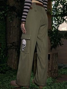 Get ready for Halloween with these Casual Printed Cargo Pants. Made from polyester, these pants feature a loose fit and non-stretch fabric for maximum comfort. With a spooky Halloween pattern and long length, these pants are perfect for any festive occasion. Detail: Style: Casual Pattern Type: Halloween Type: Cargo Pants Length: Long Fit Type: Loose Fabric: Non-Stretch Material: Fabric Composition: 100% Polyester Care Instructions: Machine wash or professional dry clean Size Chart(in): Size Hip Grunge Pants For Fall Streetwear, Grunge Style Pants With Pockets For Fall, Fall Grunge Pants With Pockets, Skull Print Cotton Bottoms For Streetwear, Fall Cosplay Grunge Pants, Grunge Style Pants For Cosplay In Fall, Grunge Style Pants For Fall Cosplay, Grunge Pants For Fall Cosplay, Grunge Full Length Pants For Fall