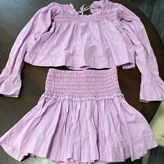 Top- Size Xs Skirt - Size S Brand New Only Worn Twice - Pretty Pink/Purple Color Casual Spring Playdate Sets, Casual Spring Sets For Playdate, Fitted Casual Sets For Playdate, Cute Spring Sets With Elastic Waistband, Dinner Set, Dinner Sets, Pretty Pink, Purple Color, Matching Sets