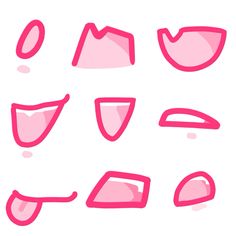 a set of pink shapes on a white background