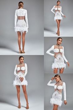 White hues NEVER go out of style 😘 😘 Time for you to slay in the 'High Neck Long Sleeve Mini Mesh Bodycon Dress'😍 Fitted Feather Mini Dress For Club, Fitted Feathered Mini Dress For Club, Fitted Mini Dress With Ostrich Feathers, Fitted Flapper Dress For Club, Fitted Feather Dress For Club, White Fitted Flapper Dress For Spring, Glamorous Fitted Flapper Dress With Feather Trim, Fitted Feathered Flapper Dress For Cocktail, Fitted Feathered Flapper Cocktail Dress