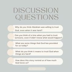 an image of a question card with the words, discussion questions and answers on it