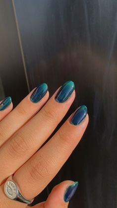 Mediterranean Inspired Nails, Dark Summer Nails, Blue Gel Nails, Nagel Tips, Blue Gel, Smink Inspiration, Casual Nails, Makijaż Smokey Eye