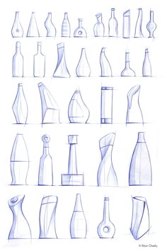 several different types of vases are shown in this drawing