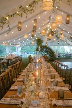 the tables are set with place settings for dinner