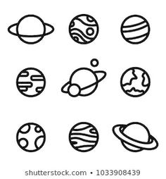 the planets in black and white