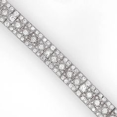 Retro / vintage inspired elegantly slim platinum 950 bracelet. Radiant cut white round natural diamonds 10.63 ct. Diamonds in G-H Color Clarity VS. Length: 18 cm Width: 1.1 cm Weight: 37.6 g [shortcode] [video] [/video] [/shortcode] Platinum Bracelet, White Gold Bracelet, Zambian Emerald, 18k Gold Jewelry, Radiant Cut, Art Deco Inspired, Floral Tie, Diamond Bracelet, Round Diamonds