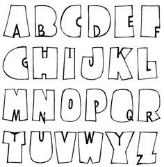 the alphabet is drawn in black and white